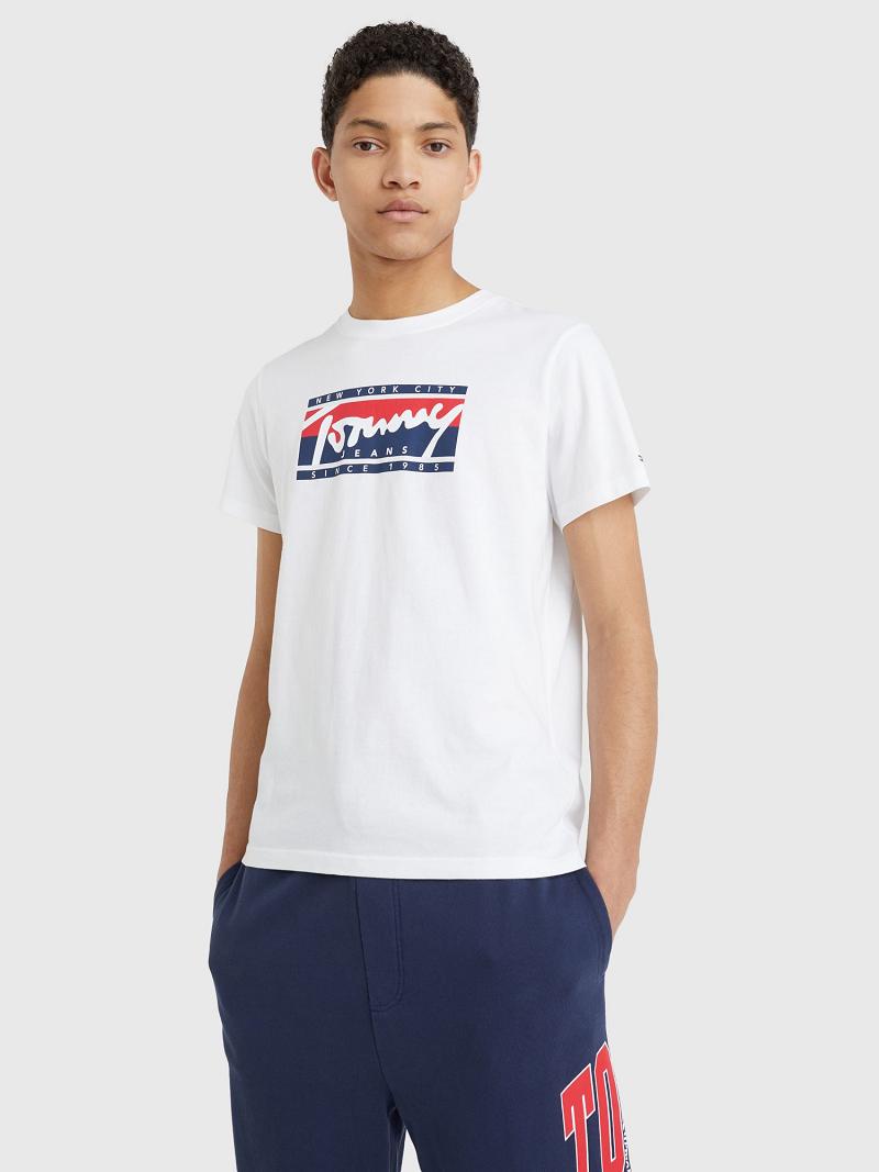 Férfi Tommy Hilfiger Nyc logo Póló Fehér | HU 840TCE